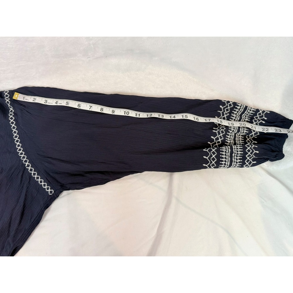 Market & Spruce NWT Navy Embroidered Peasant Blouse Boho Tunic Top Size XL - Picture 6 of 7